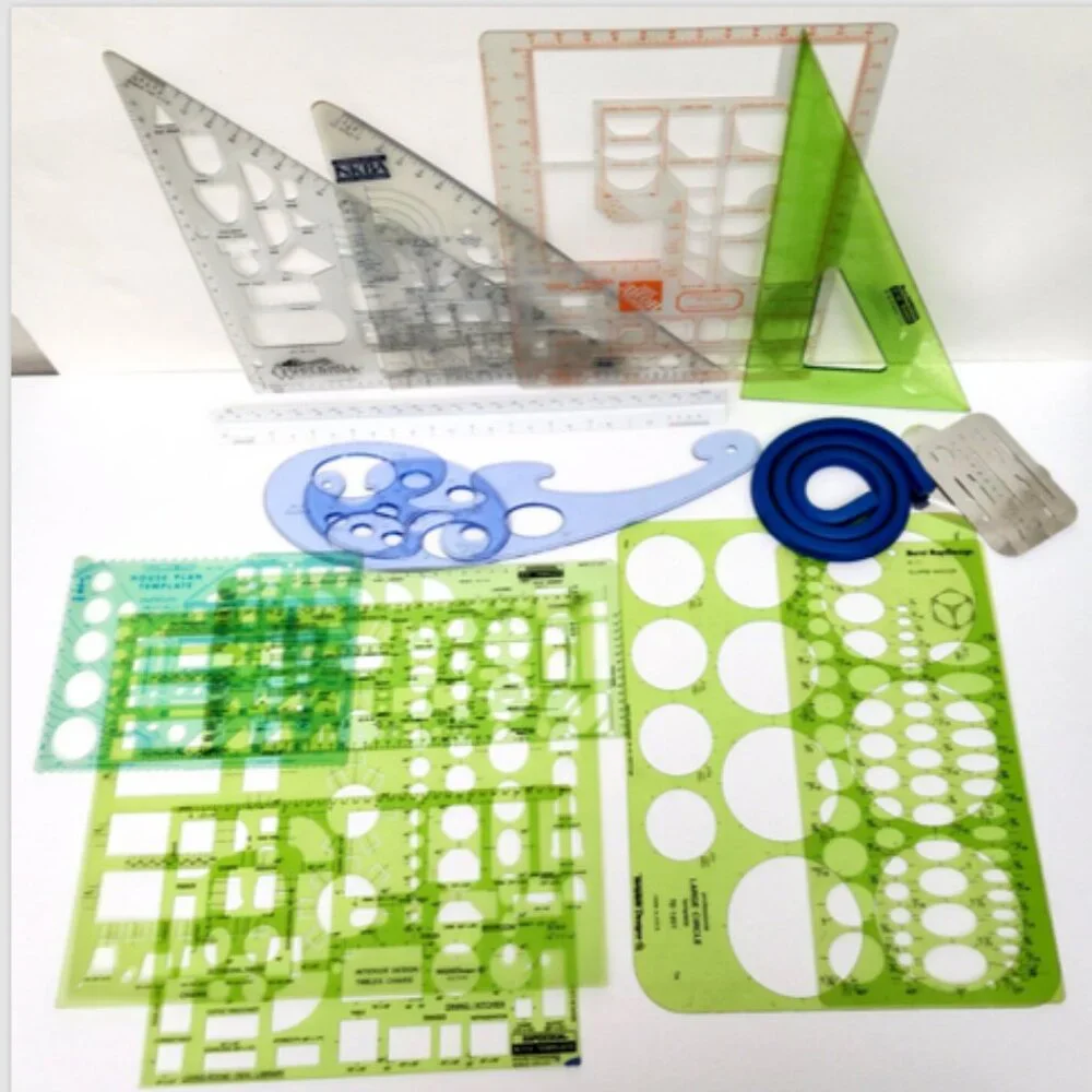Professional Architecture Drafting & Drawing Ruler Templates Triangles & Tools - Picture 5 of 9